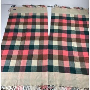 Sperry Top Sider Knit Plaid Poncho Scarf Wrap One Size Pink Brown Cream NWT AE06